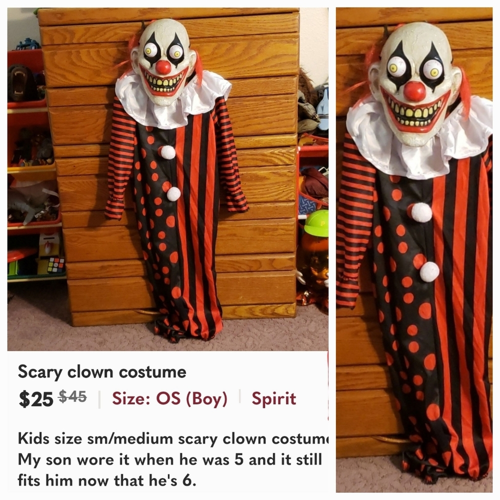 Spirit Black and Red Clown Costume for Kids